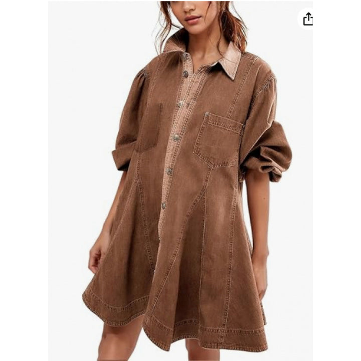 Dame Button-Up Denim Kjole Stilla
