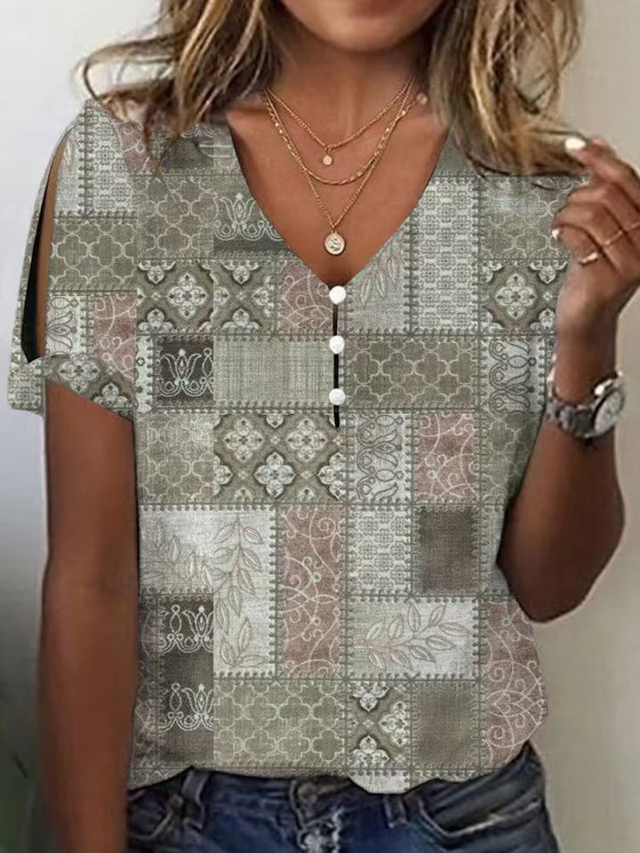 Dame Glitrende V-Pullover Bluse Skovae
