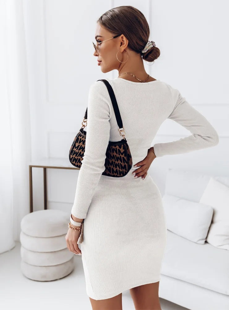 Stilla | Langærmet Rundhalsæt Bodycon Mini Sweatshirtkjole