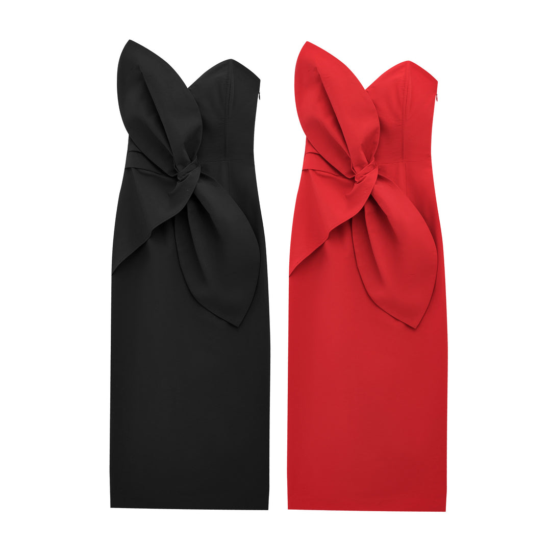 Dame Strapless Bodycon Kjole med Overdimensioneret Sløjfe-Detalje Stilla