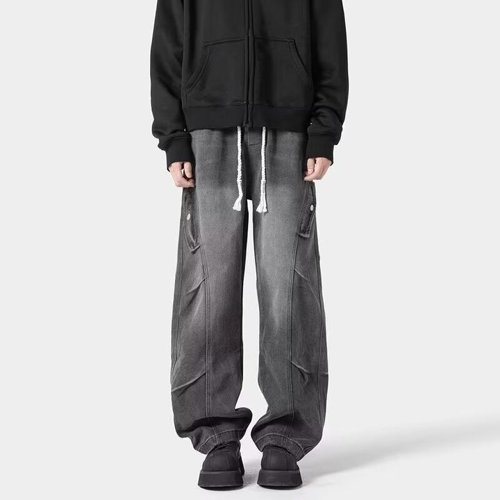 Herrer brede Cargo-jeans med funktionelle lommer og moderne design Stilla