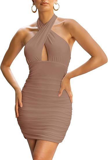 Damer Bodycon-kjole med raffineret indpakningsdesign og udskåret dekolleté Skovae