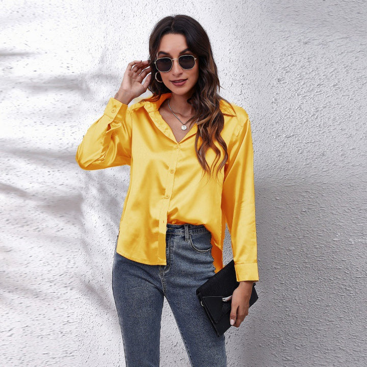 Dame elegant satinbluse Stilla