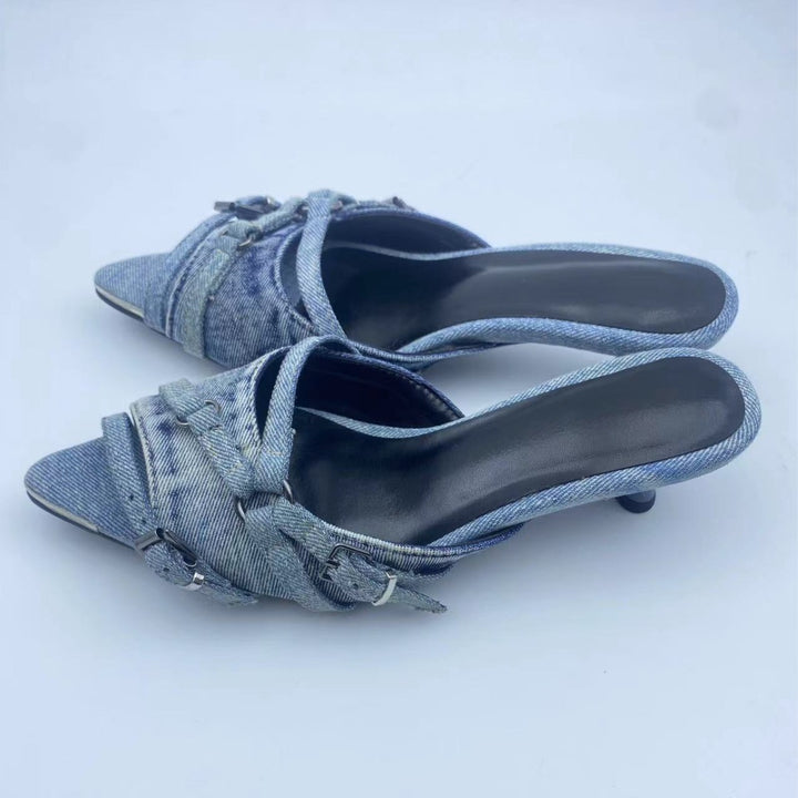 Dame spids tå slingback pumps med dekorativt spænde-detajl Stilla