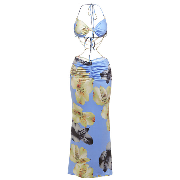 Dame Bikini sæt med elegant indpakningsdesign og blomsterprint Skovae