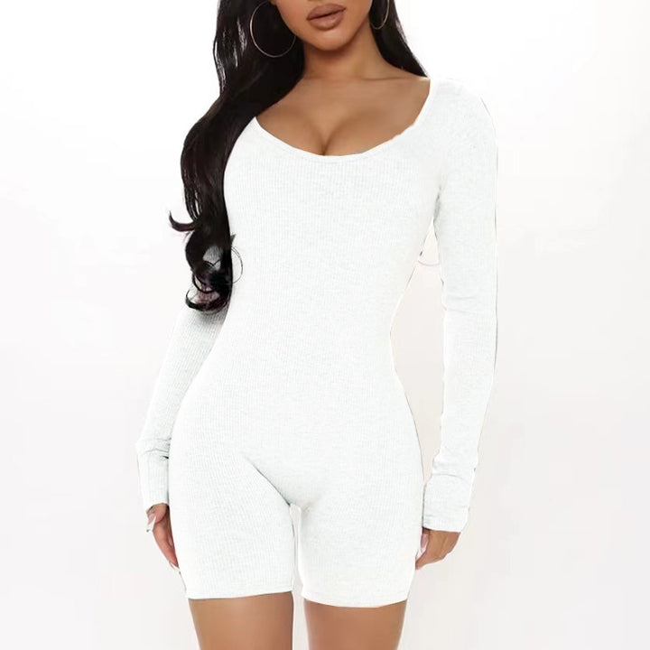 Dame Figurtilpasset Jumpsuit med lange ærmer og V-udskæring Stilla