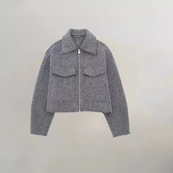 Dame Cropped Jakke med trykknapper og brystlommer Stilla