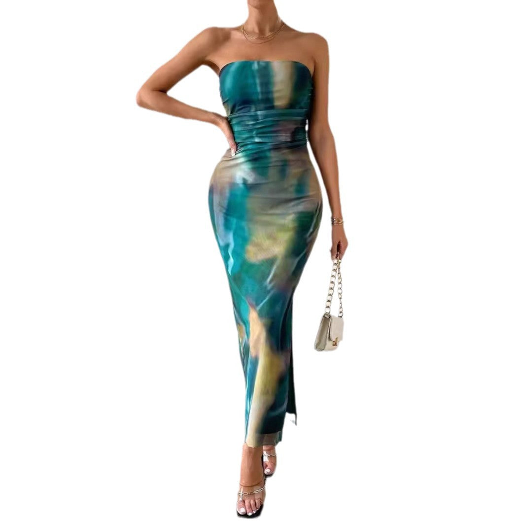 Damer figurtilpasset bandeau-maxikjole med raffinerede draperinger Stilla
