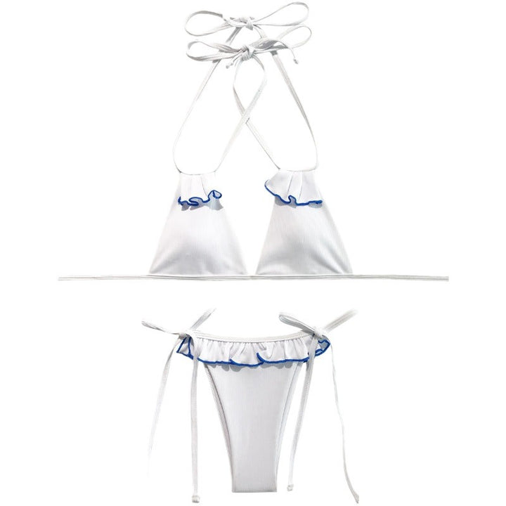 Dame triangle bikini sæt med legende volanger og krydsbånd Stilla