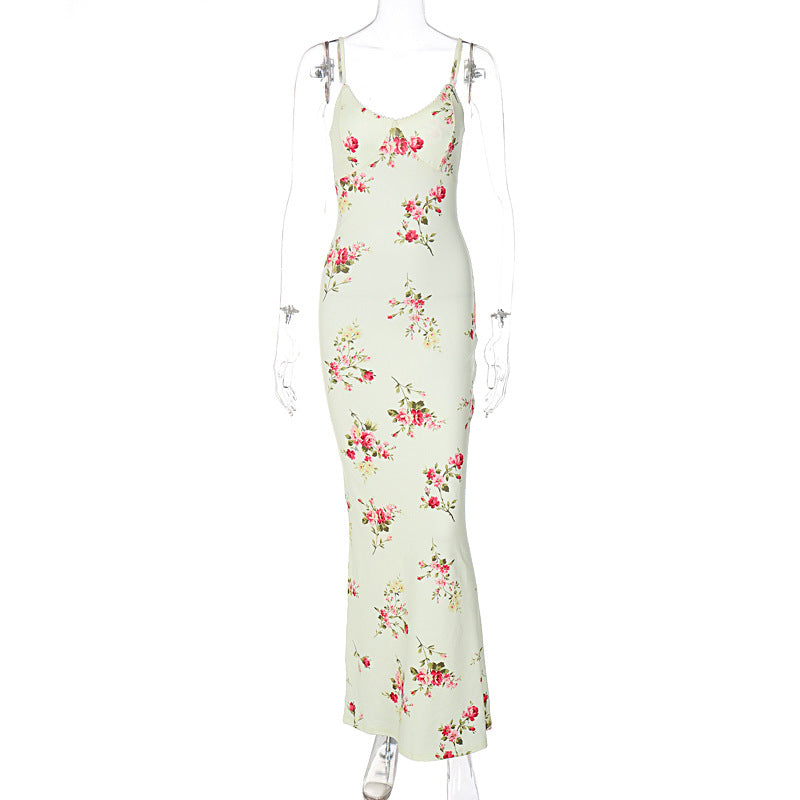 Dame Elegante Maxikjole med florale accenter og smalle stropper Stilla