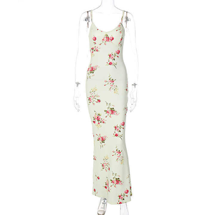 Dame Elegante Maxikjole med florale accenter og smalle stropper Stilla