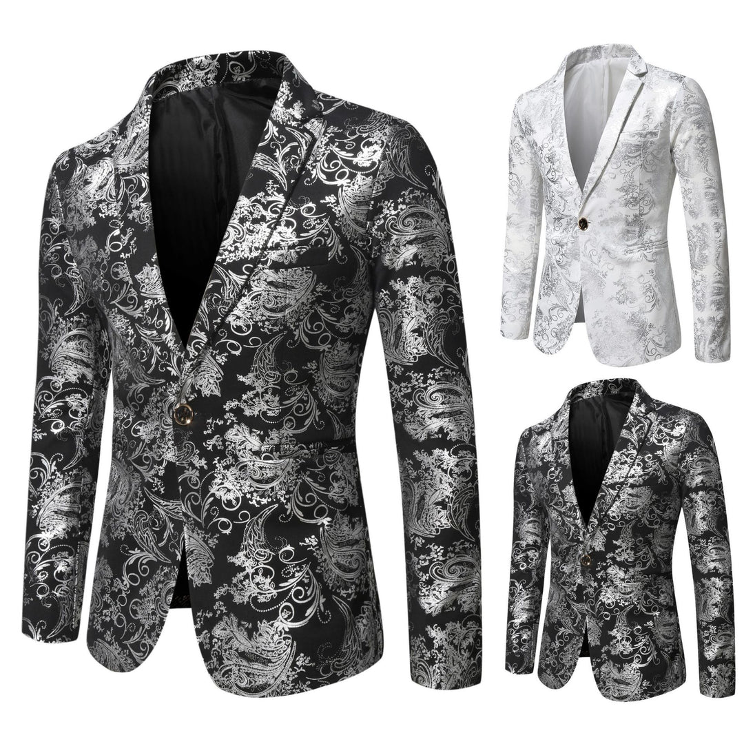 Herre elegant metallisk floraltryk blazer Stilla