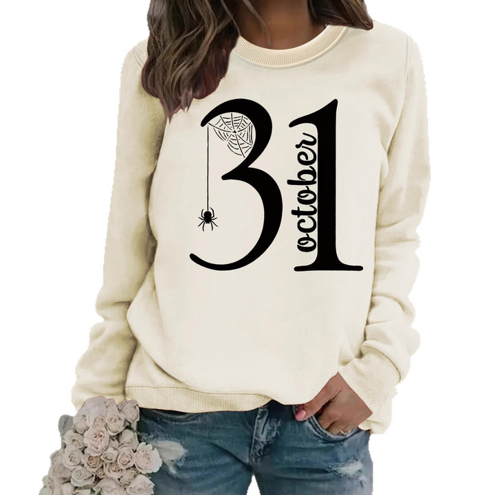 Kvindernes sweatshirt med kreativ Halloween-motiv og behagelig pasform Stilla