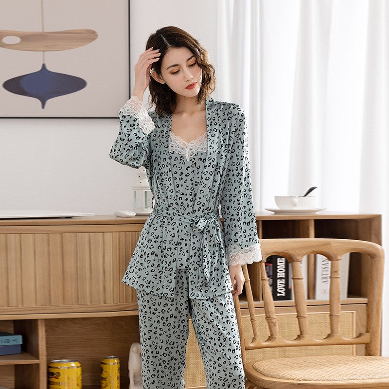 Dame Satin Pyjama-Sæt med elegant skjorte og afslappet bukser Stilla