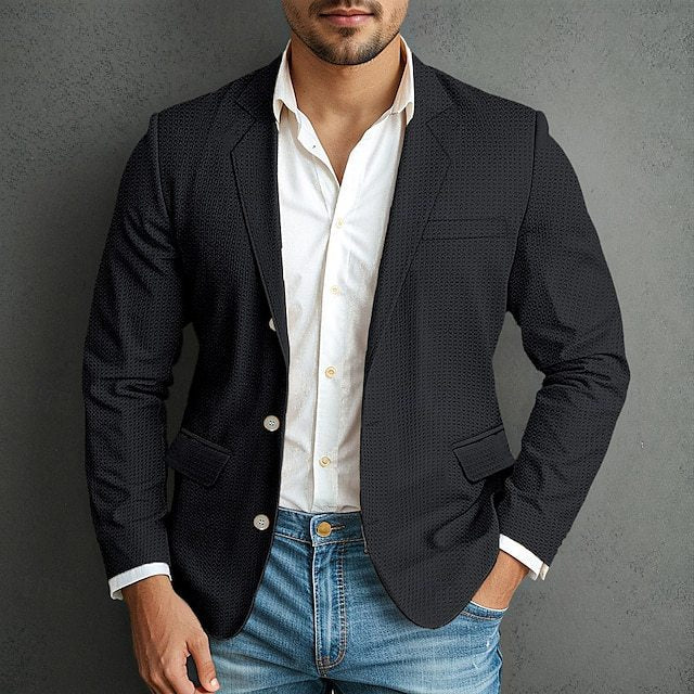 Herre elegant blazer med struktureret stof og to praktiske lommer Stilla