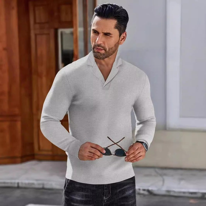 Herrer elegant langærmet sweater med stilfuld ståkrave Stilla