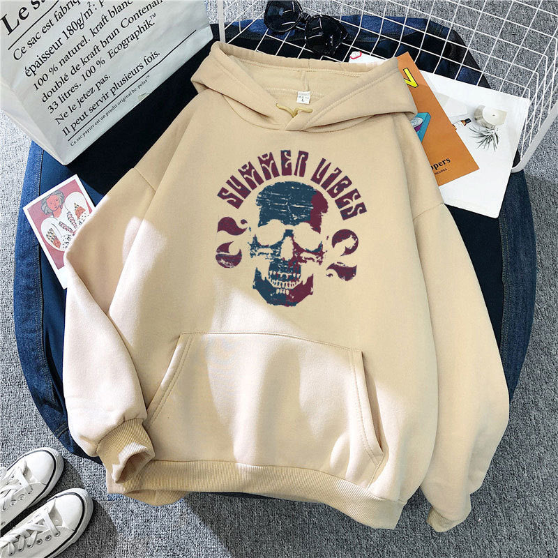 Kvindernes hoodie med kunstnerisk skeletdesign Skovae