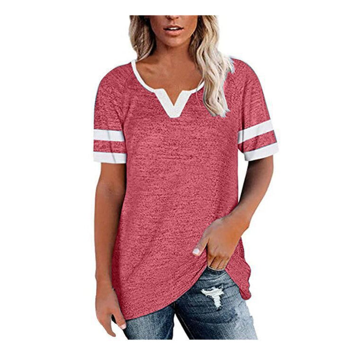 Dame Lækkert V-hals T-shirt med sporty stribemotiv Stilla