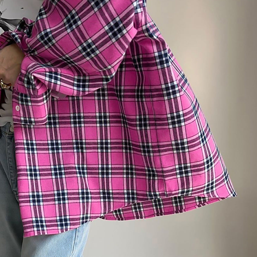 Dametern Karomønstret Oversized Skjorte Stilla