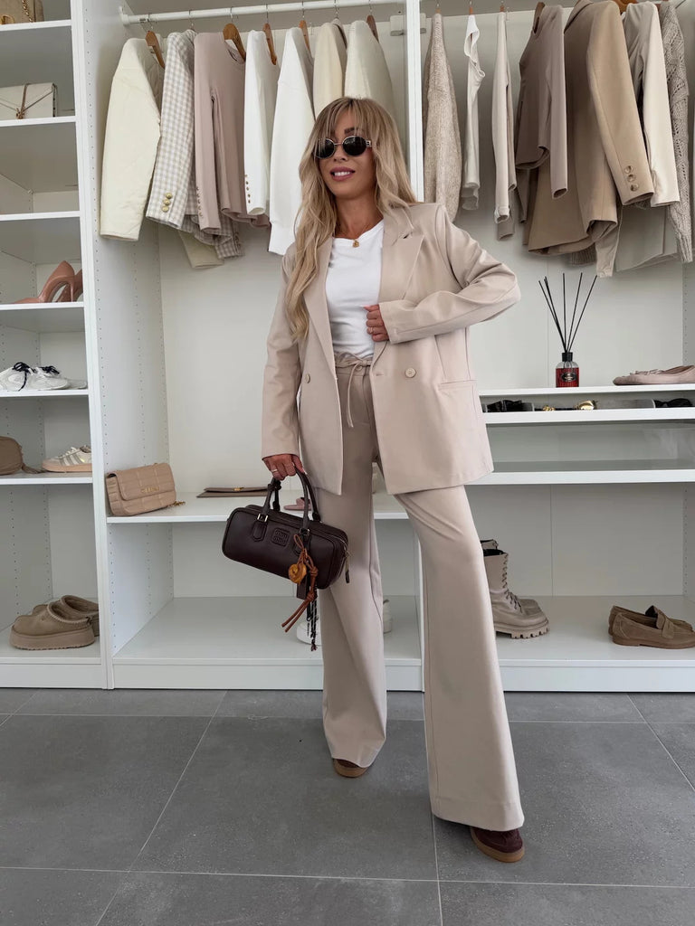 Stilla | Blazer Størrelse Oversize Pasform Bred Pasform Uldblanding Dobbeltknap Formelt Stil