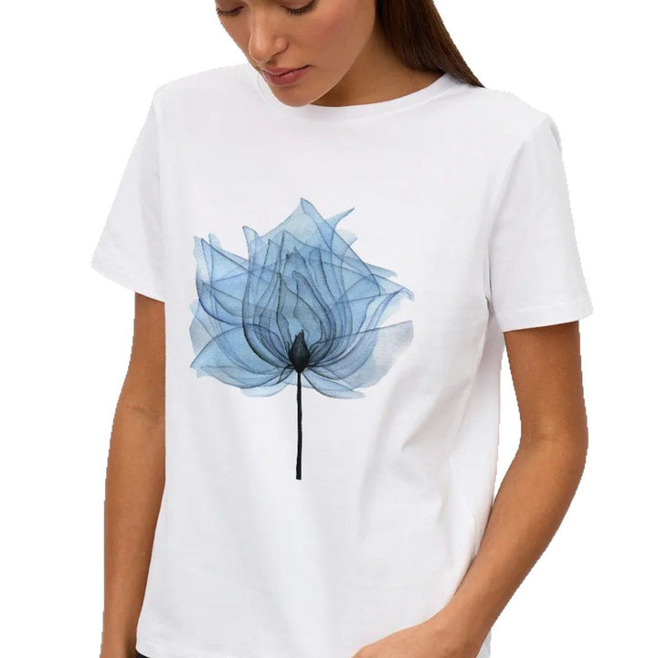 Dame T-shirt med stilfuldt og kunstnerisk floralmønster Stilla