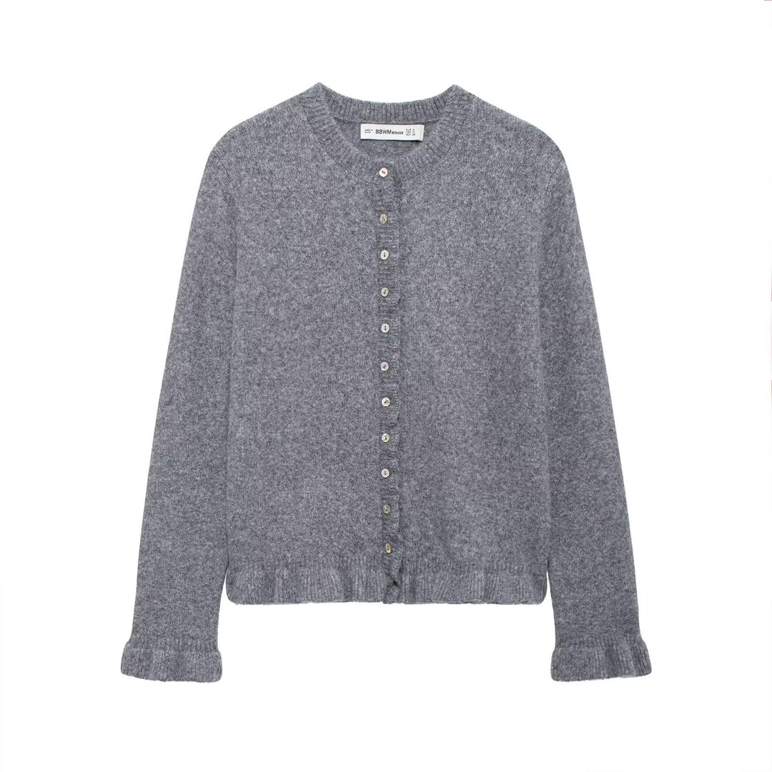 Dame elegant strikjakke med dekorative knapper Stilla