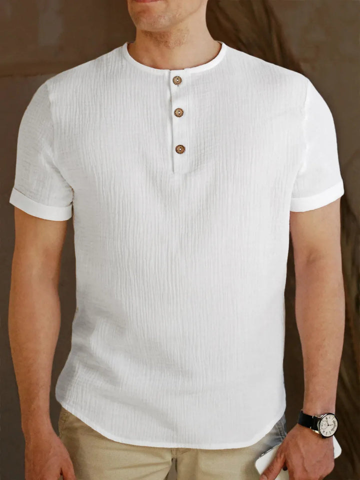 Herren Kortærmet Henley T-Shirt Stilla