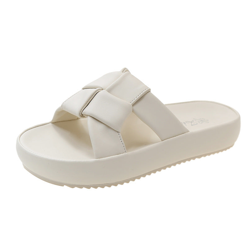 Dame Trendy Slide-Sandaler med dekorativt Sløjfe-Design og komfortabel Såle Stilla