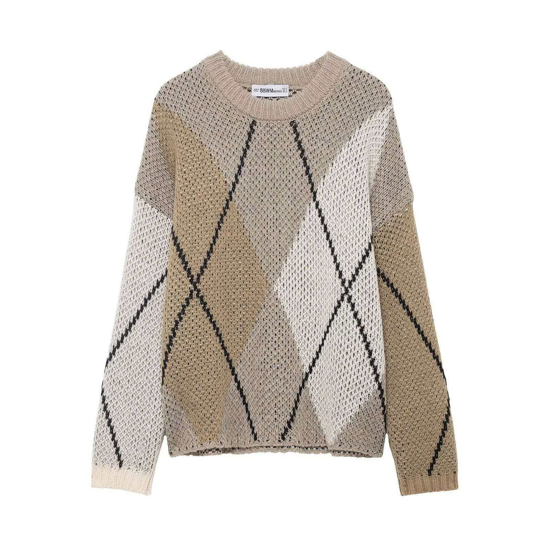 Kvinder afslappet pullover i moderne diamantmønster Stilla