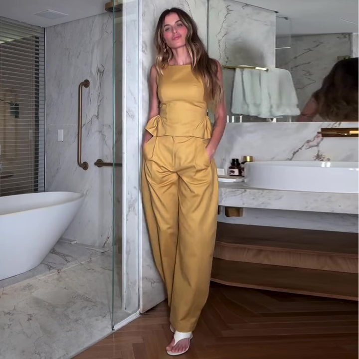 Kvinders elegante jumpsuit med peplumdetalje og bredt ben Skovae