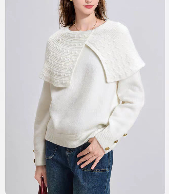 Kvinders elegante skovgrøn sweater med krave i høj kvalitet