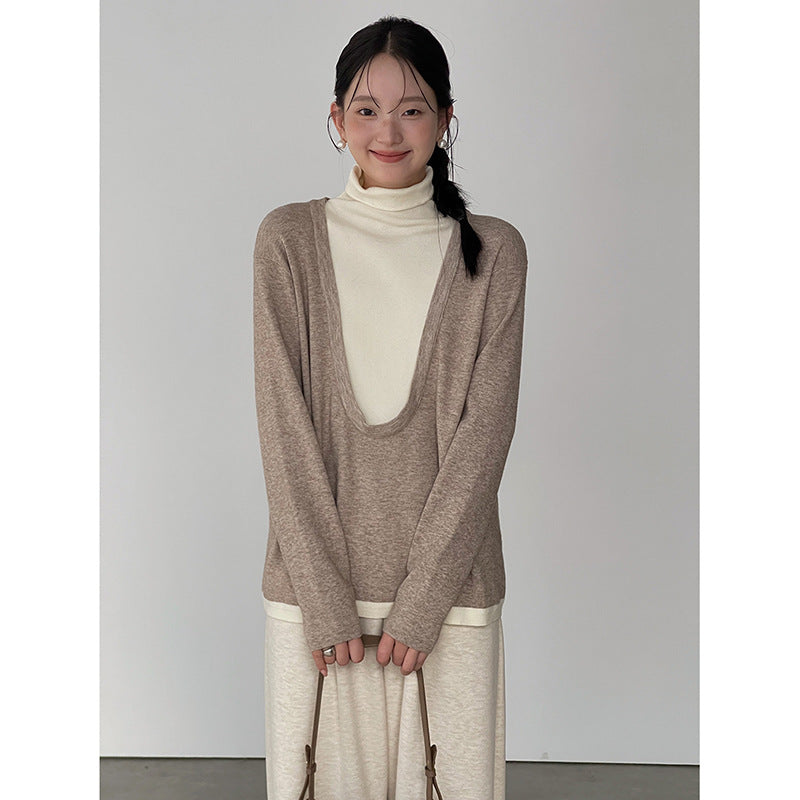 Damer casual longsleeve top med bred V-udskæring Stilla