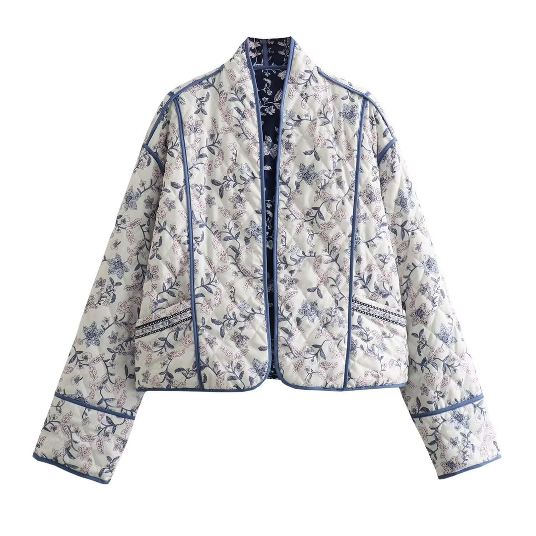 Dame kimono-stil jakke med blomsterdesign og kontrasterende detaljer Stilla