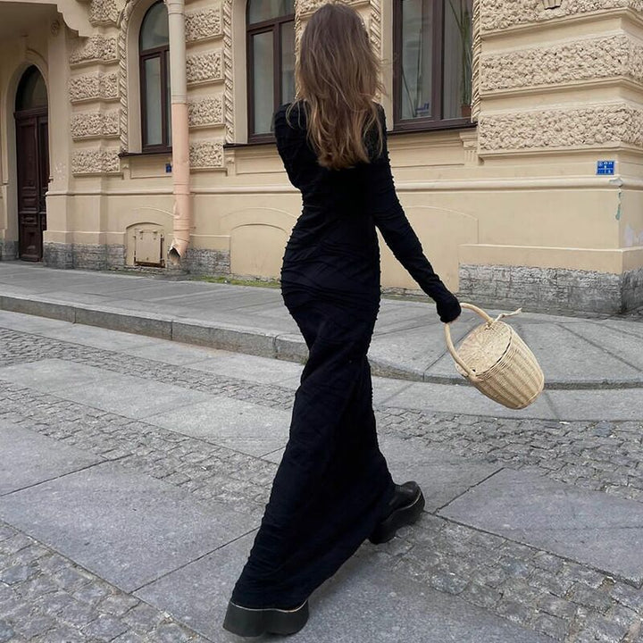 Dame Elegant Maxikjole med tekstureret design Skovae