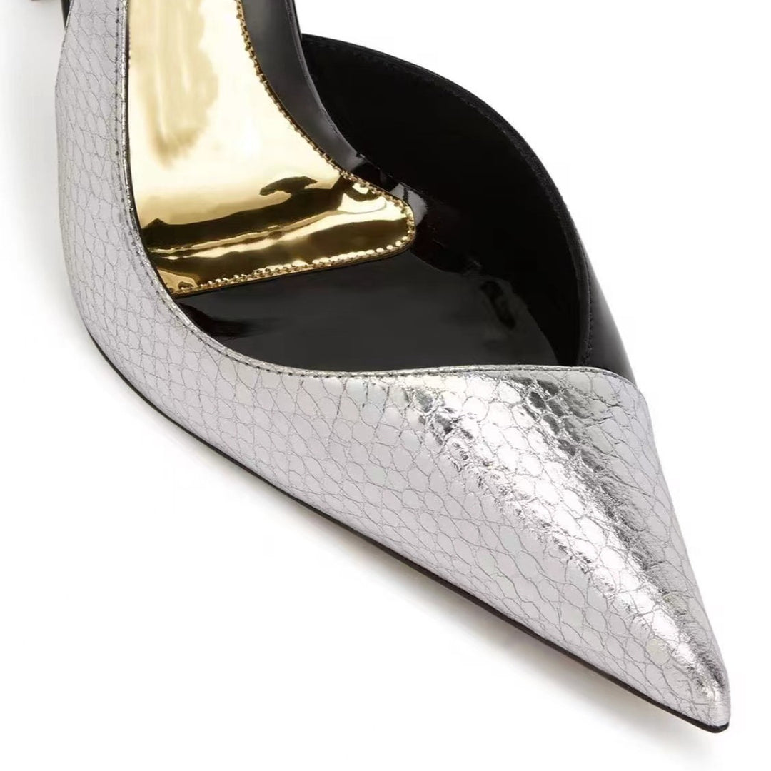 Femme Elegante Slingback Stiletto-hæle med metallic-finish Stilla