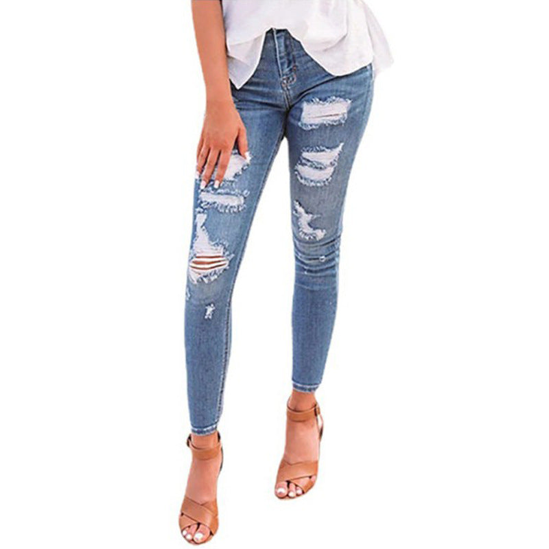 Dame Skinny Jeans med stilfulde used effekter Stilla