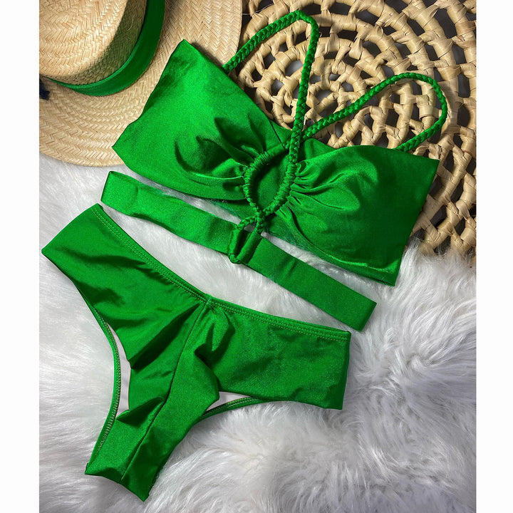 Dame bikini-sæt med raffineret knudedesign og brede stropper Stilla