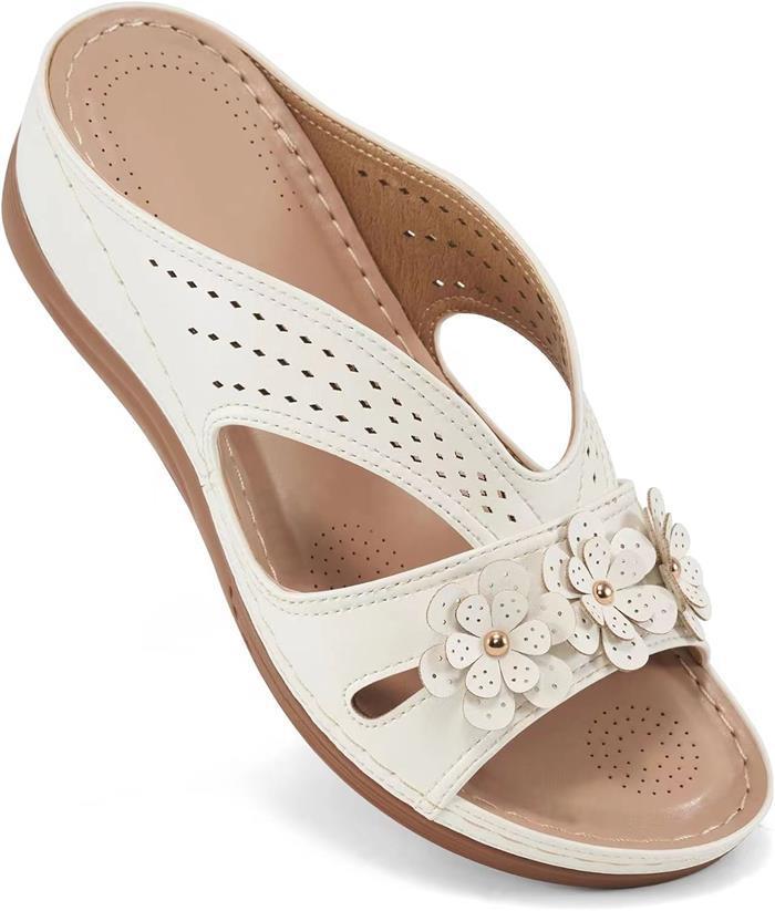 Dame Sandaler med elegante blomsterapplikationer og åndbart design Stilla