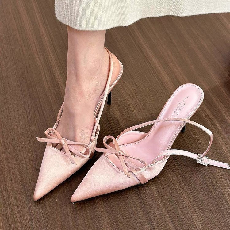 Damer Slingback Pumps med fin bue dekoration og elegant spids Stilla