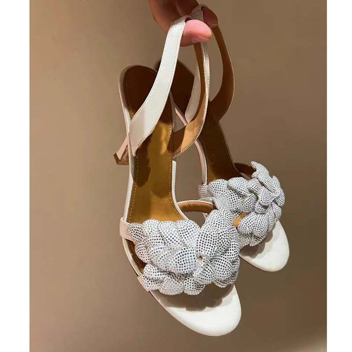 Dame rhinestone-besatte slingback-sandaler med knude-detail Stilla