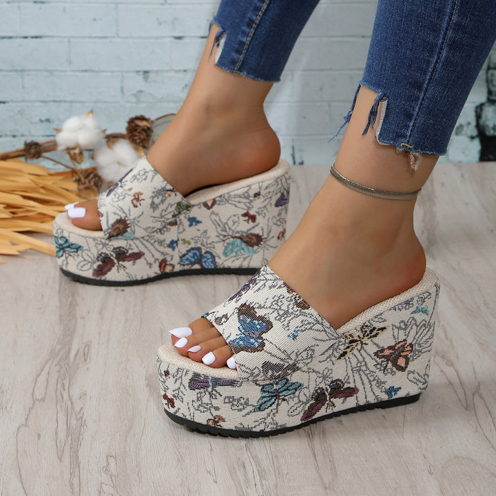 Dame Wedge-sandaler med blomsterdesign og komfortabelt fodseng Stilla