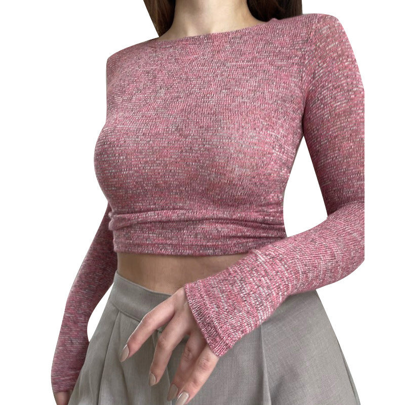 Dame tekstureret Langærmet-Crop-Top Stilla