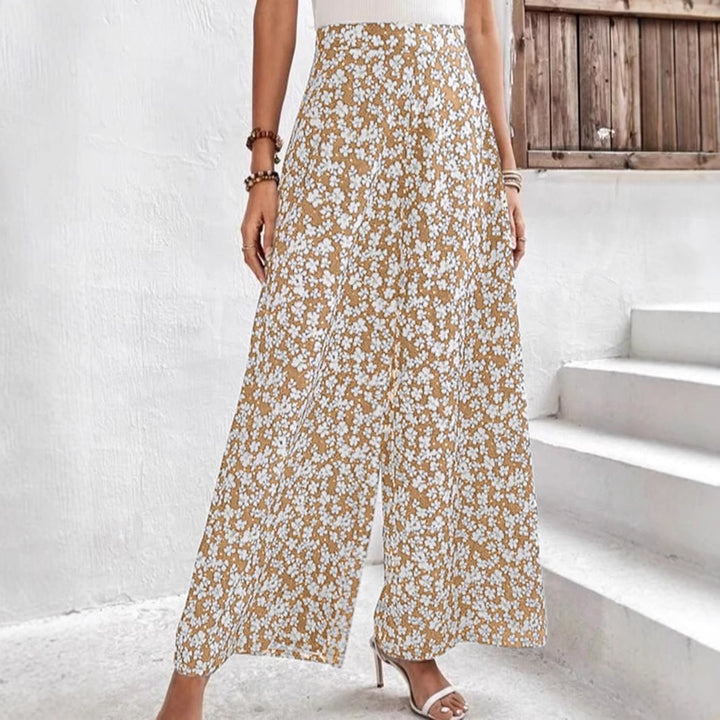 Dame bred sommerbukser med blomsterdesign Stilla