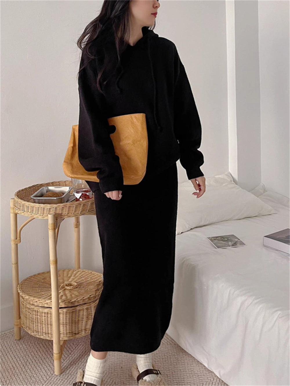 Kvindernes hoodie kjole med elegant snit og praktiske lommer Stilla