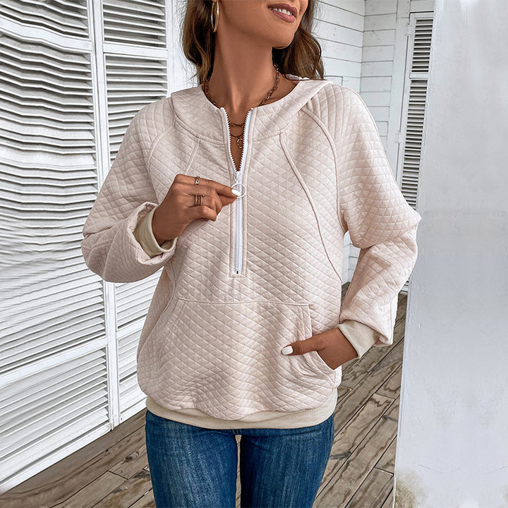 Dame trendy zip sweatshirts med lynlås og piqué mønster Stilla