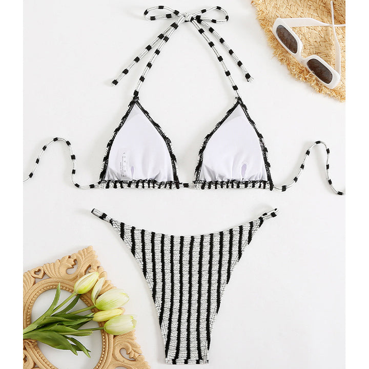 Femme Triangle Bikini Sæt med stribet Design Stilla