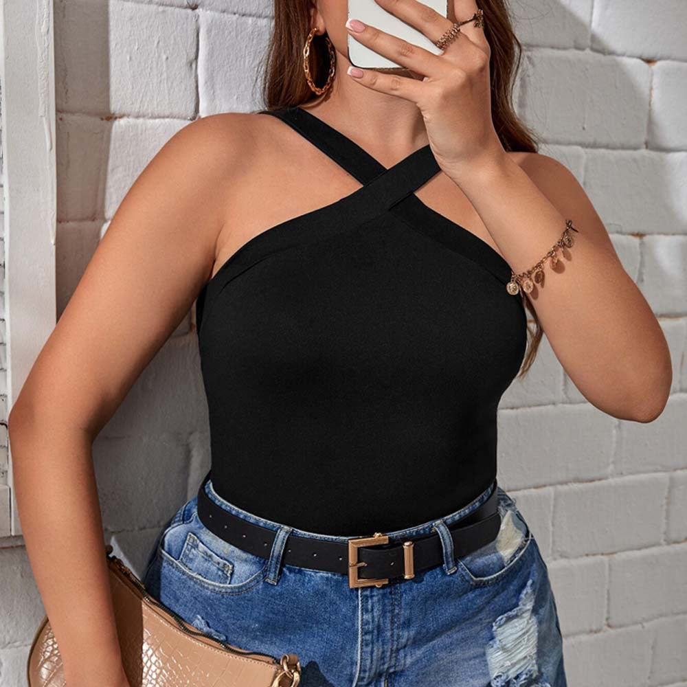 Dame asymmetrisk Crop-Top med raffineret stropdesign Stilla