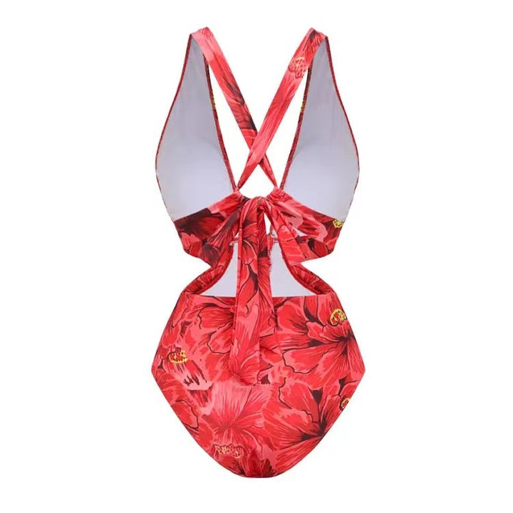 Femme Floral Print Badedragt-Sæt med gennemsigtig lagdelt Nederdel Stilla