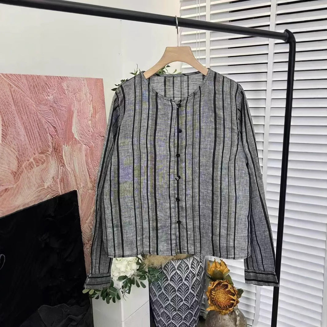 Femme stribet let Button-Up skjorte Stilla