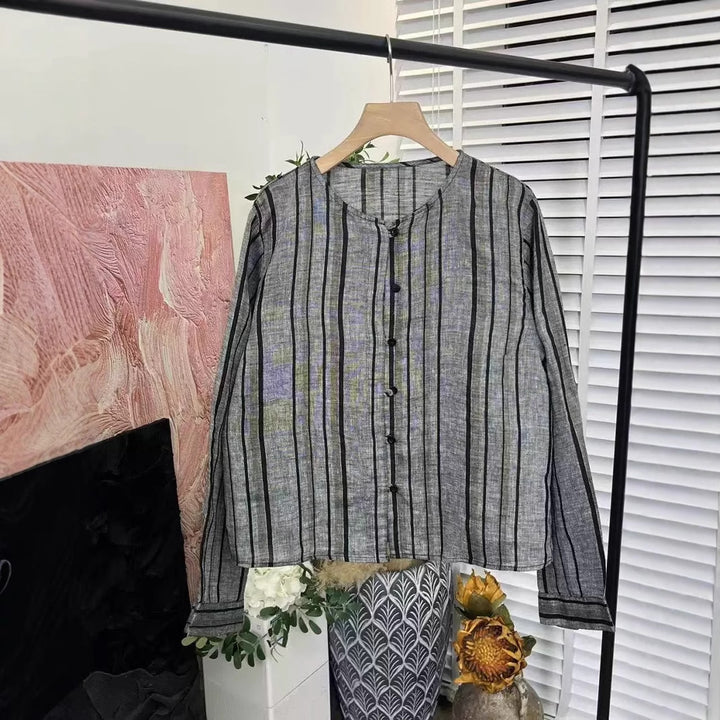 Femme stribet let Button-Up skjorte Stilla